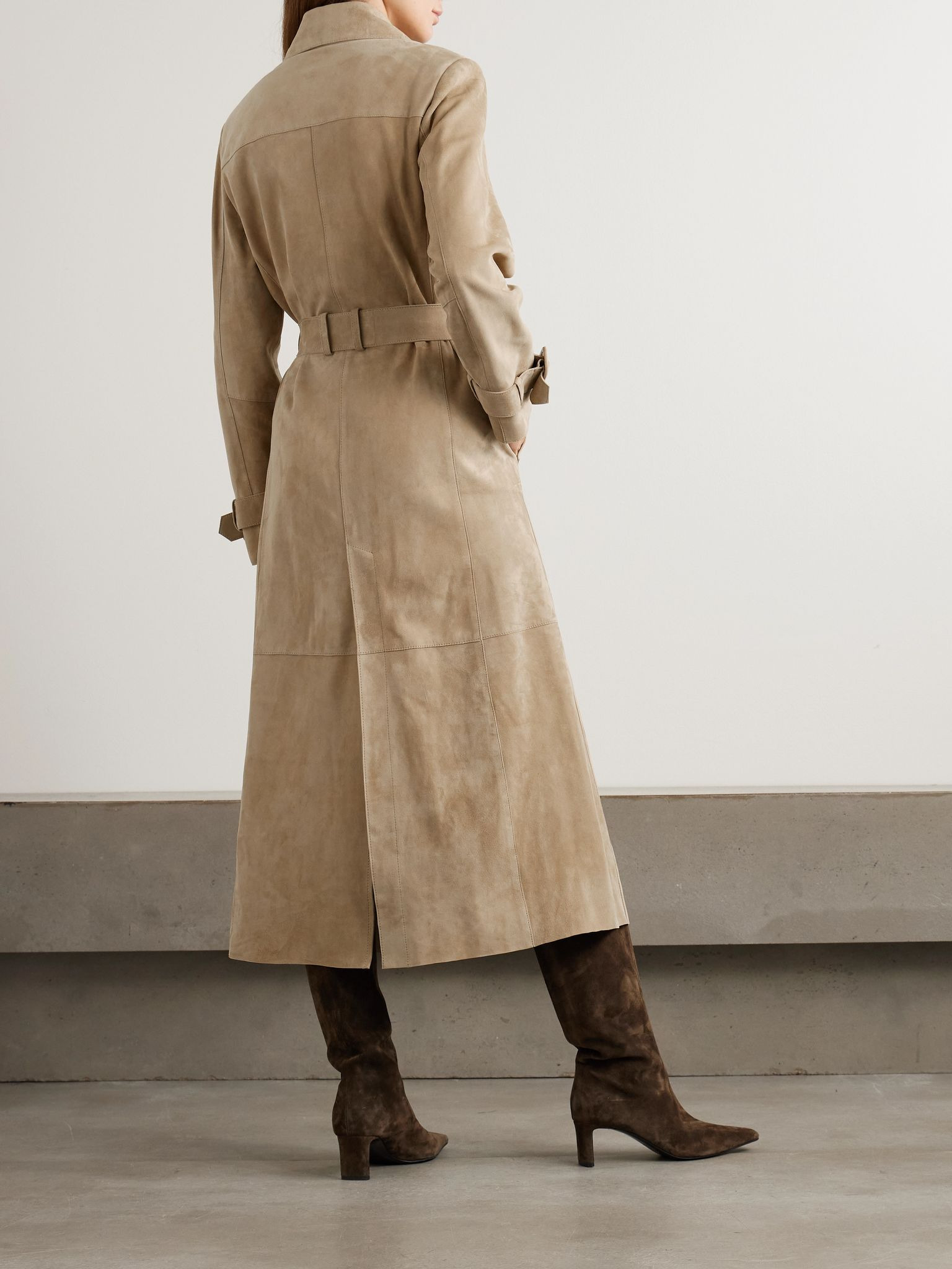 Tate belted suede trench coat Beige - 4