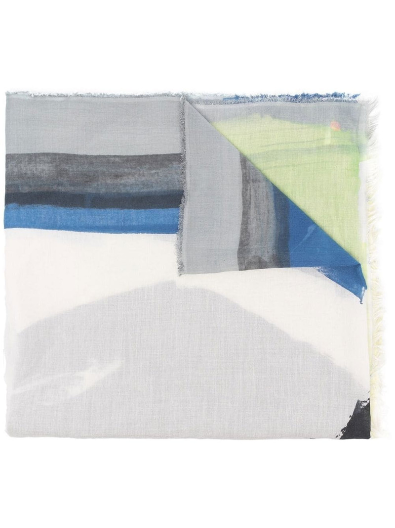 abstract-print frayed-edge scarf 1