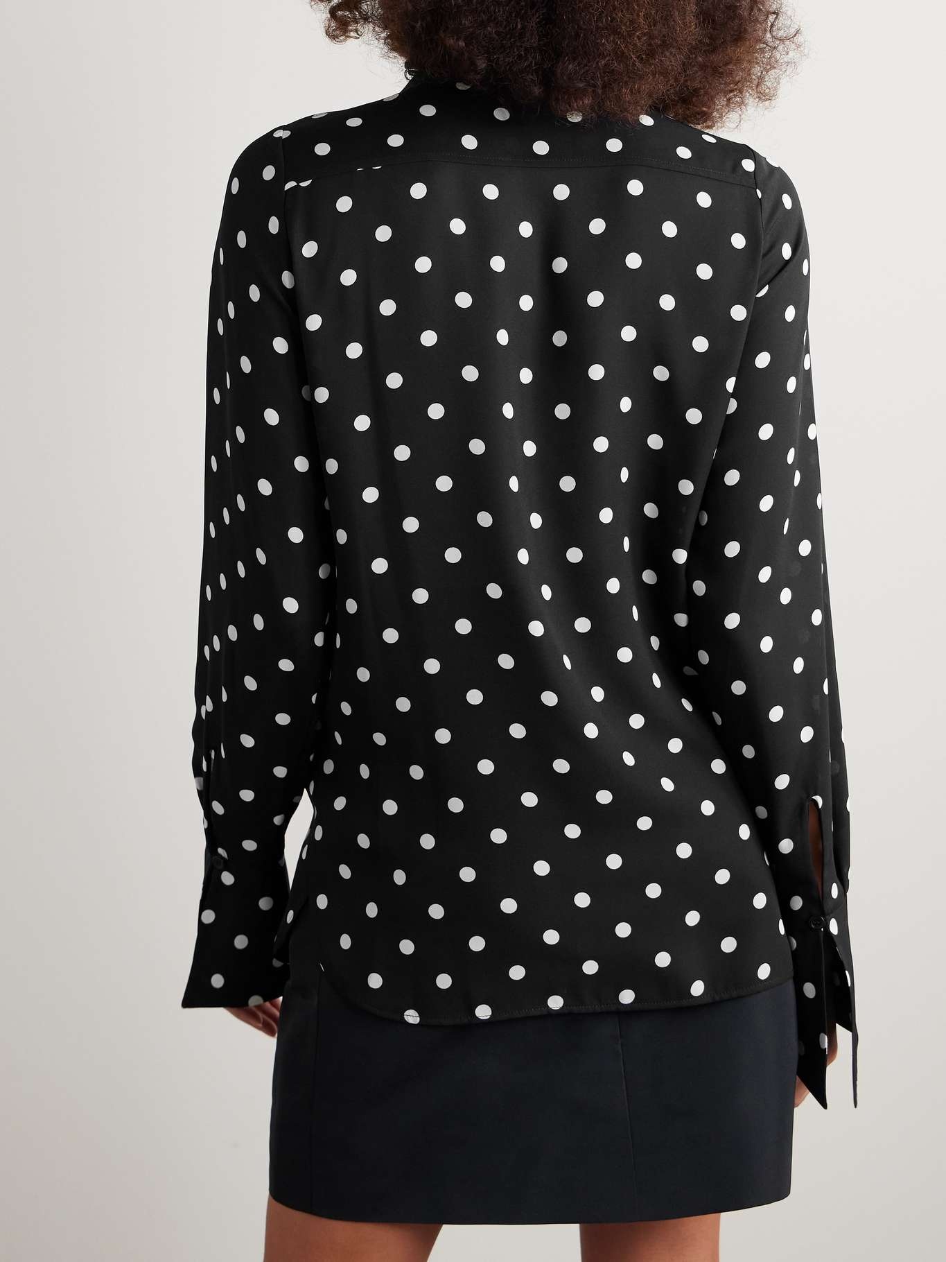 Tie-neck polka-dot recycled-crepe de chine shirt - 4