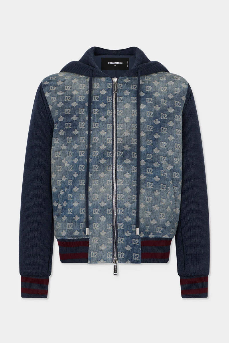 D2 MONOGRAM ZIPPED CARDIGAN - 1