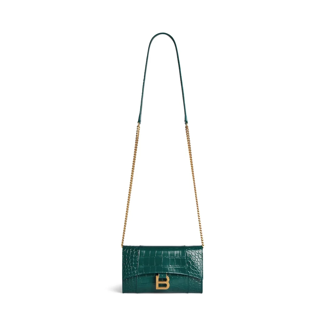 Women's Hourglass Wallet On Chain in Dark Emerald - 1