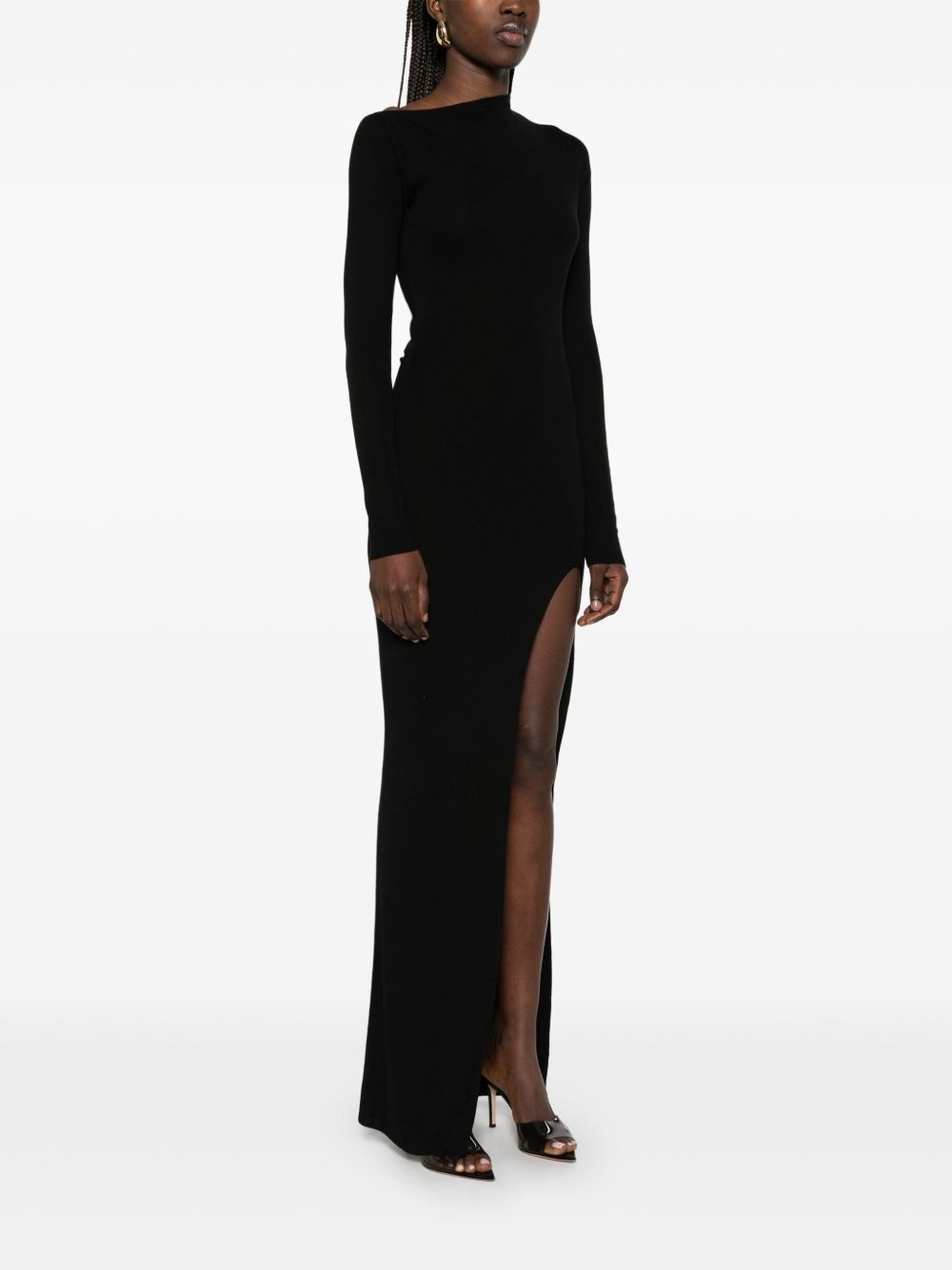 asymmetric fine-knit midi dress - 3