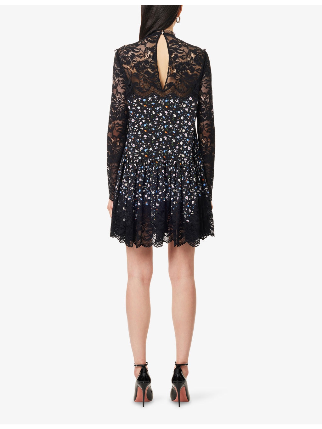 Lace Floral Stretch-Woven Mini Dress - 4
