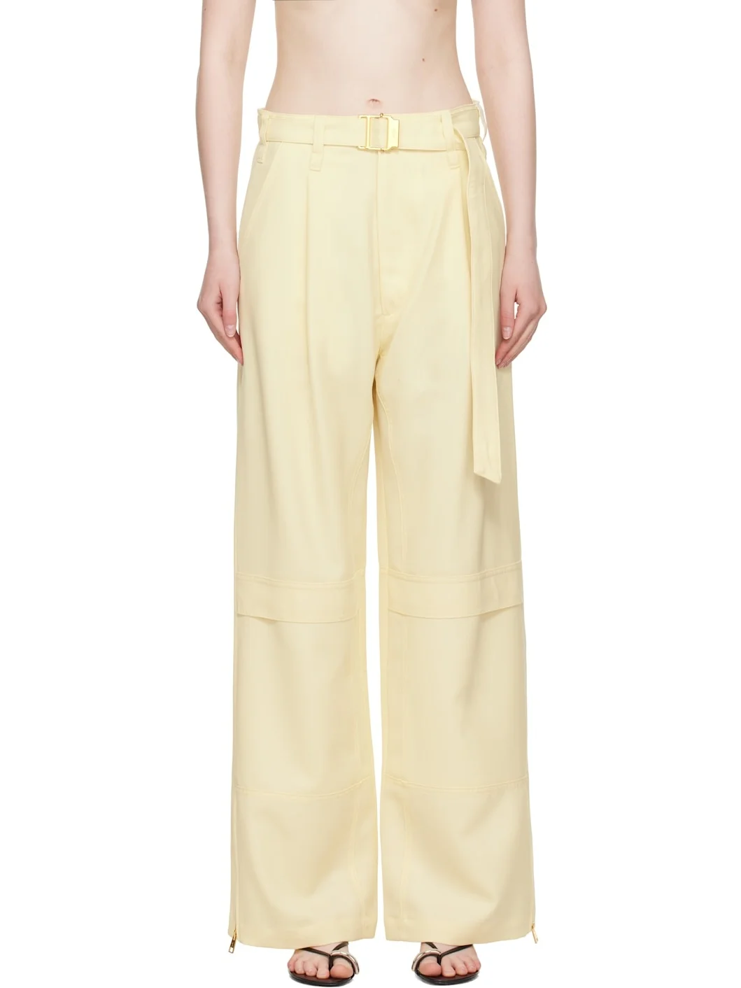 Yellow Wool Cargo Pants - 1