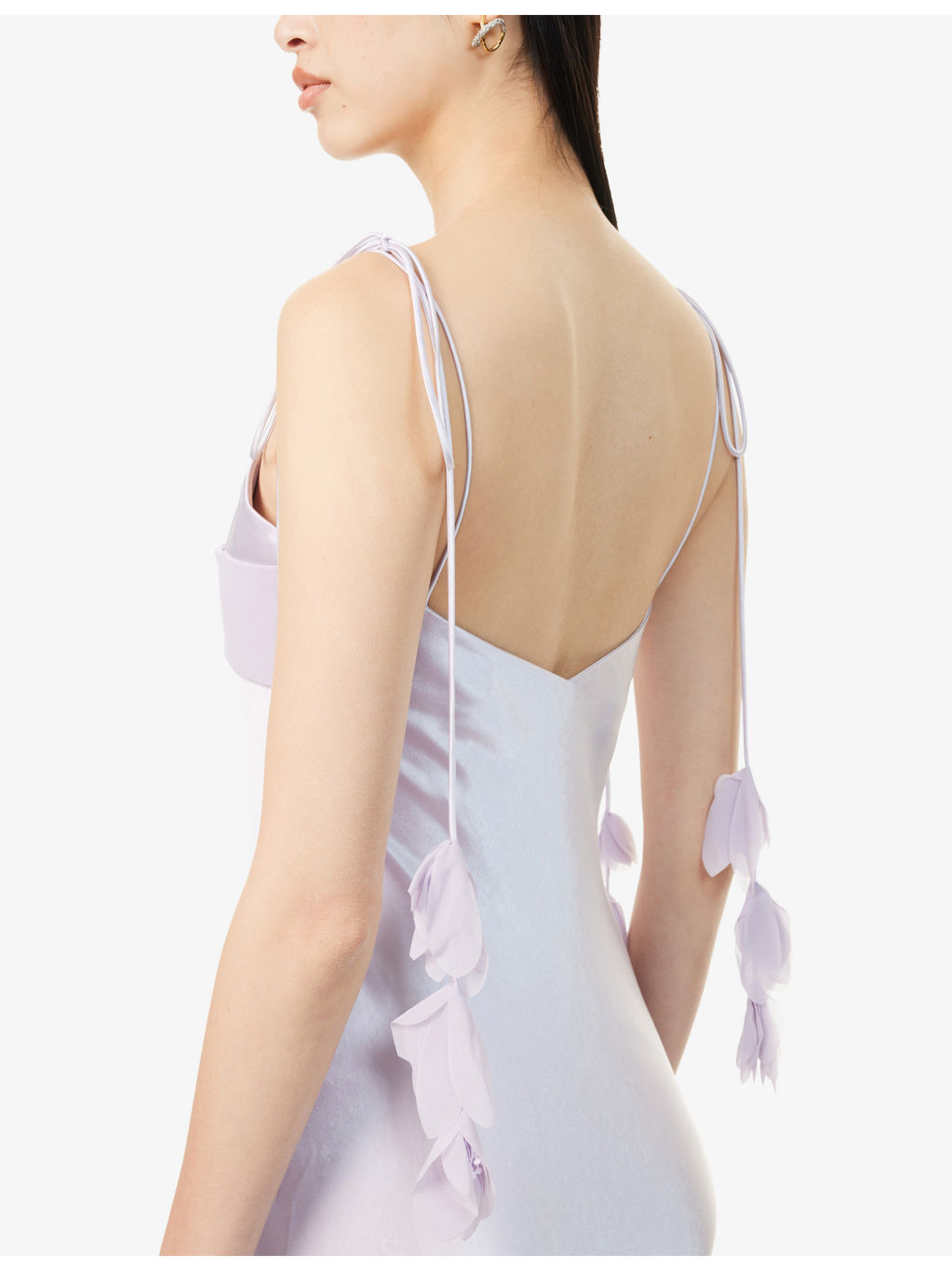 Flower-Embellished Satin Maxi Dress - 5