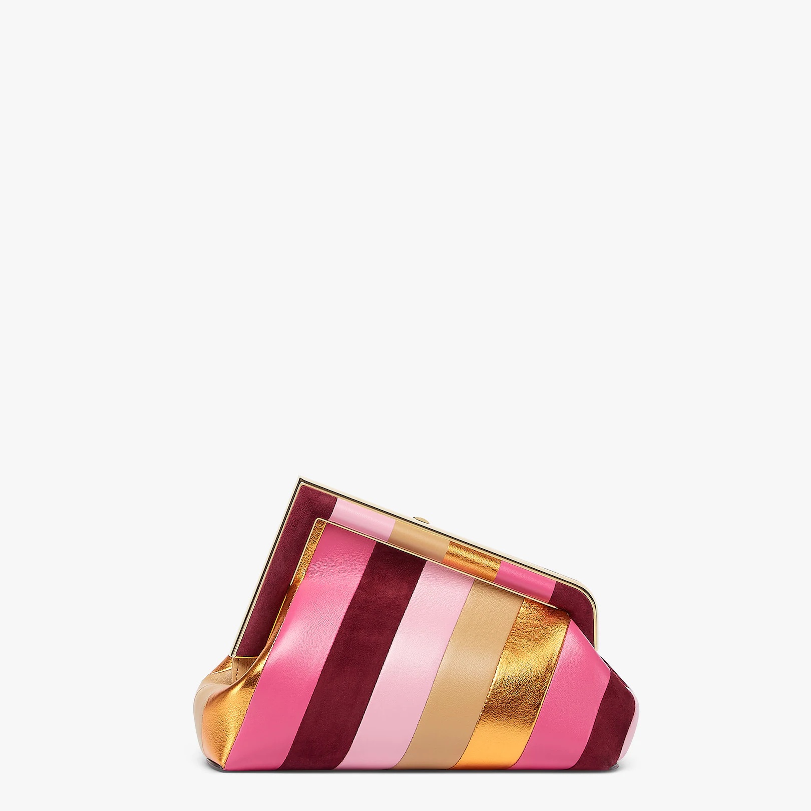 Small Fendi First bag produced by inlaying leather, laminated leather and suede by hand to create a  - 3