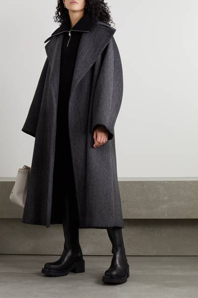 Alaïa Oversized belted herringbone wool and cotton-blend coat outlook