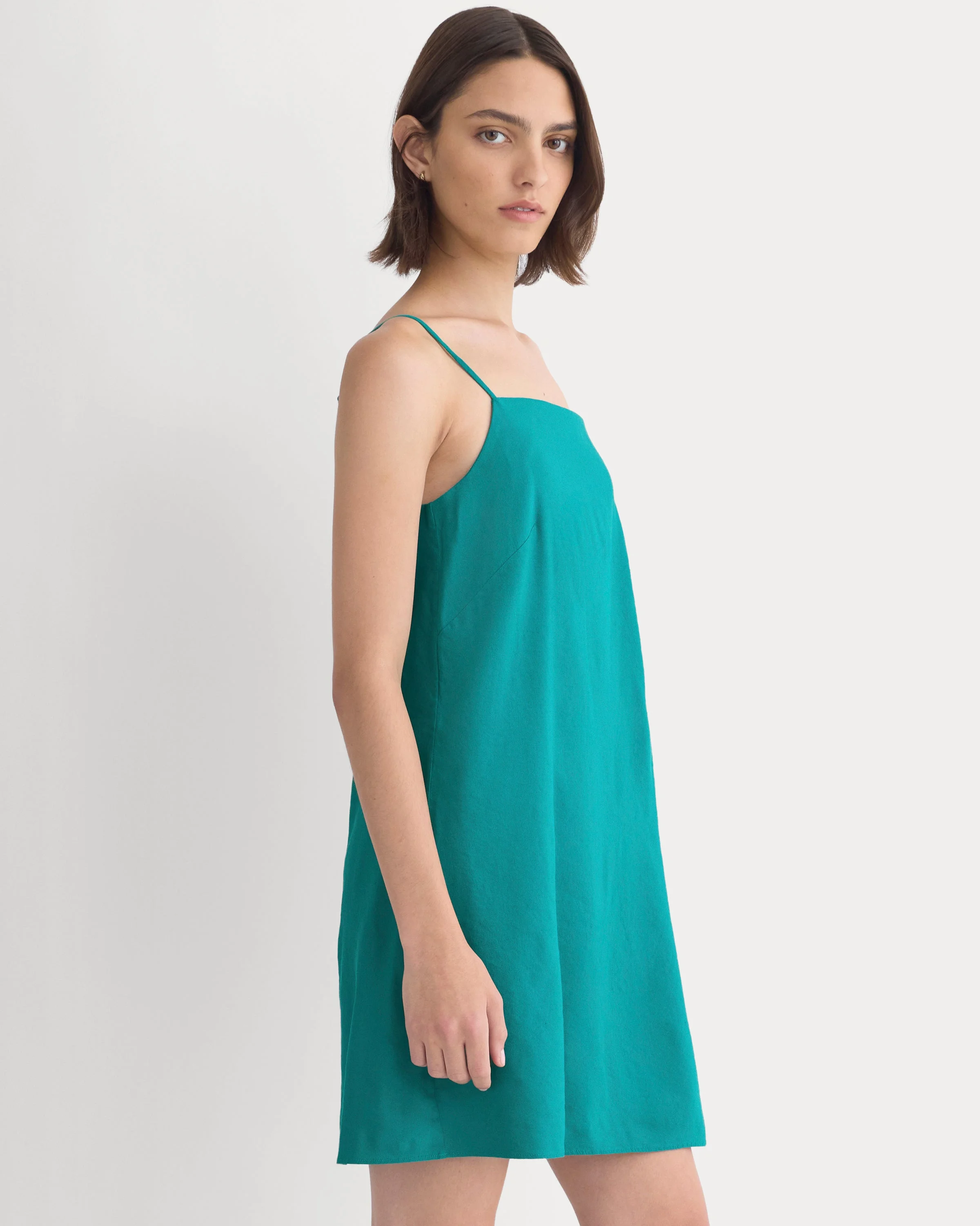 MINI SHIFT DRESS IN STRETCH LINEN - 1