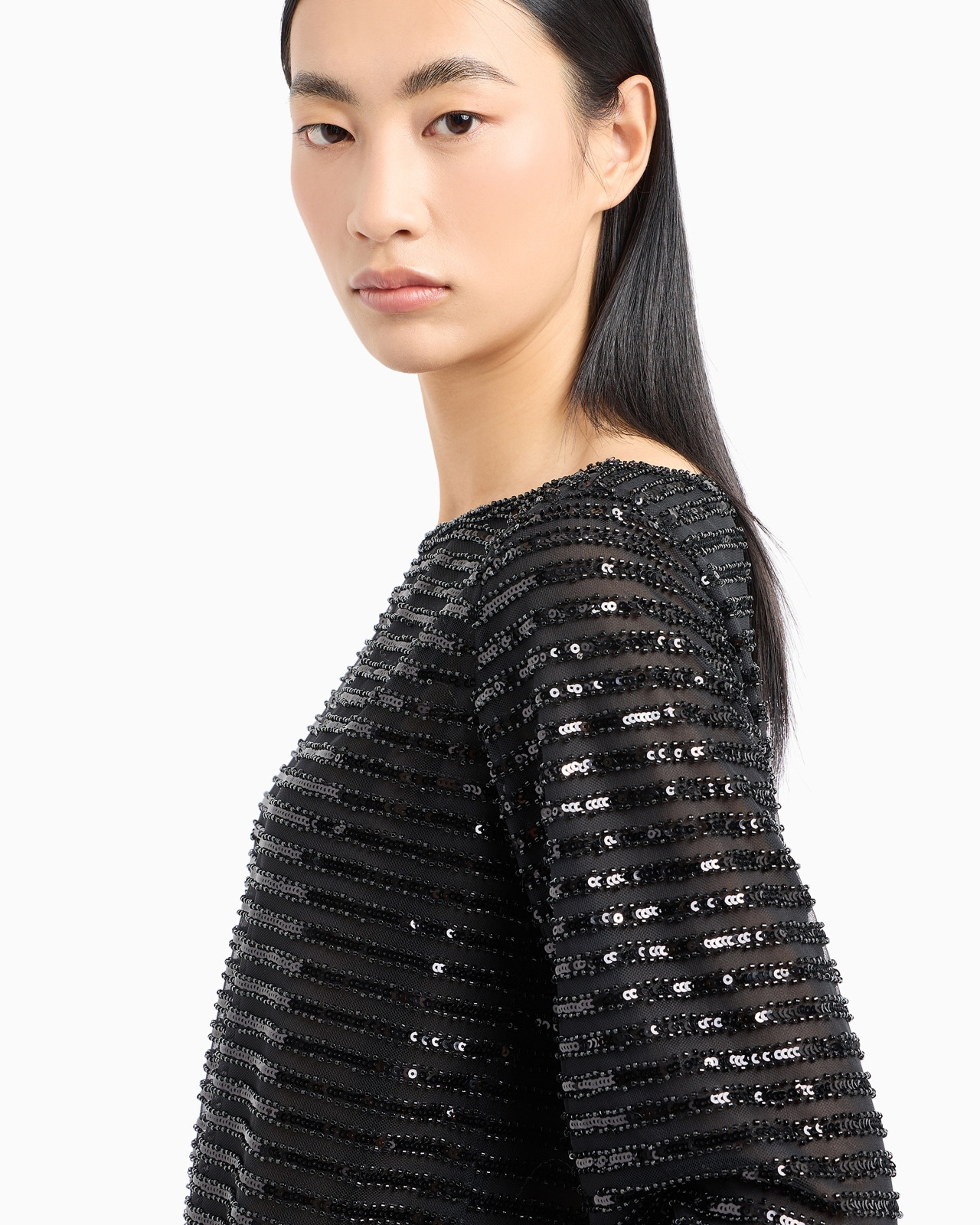 Moon Capsule collection tulle tunic dress with striped sequinned motif - 5