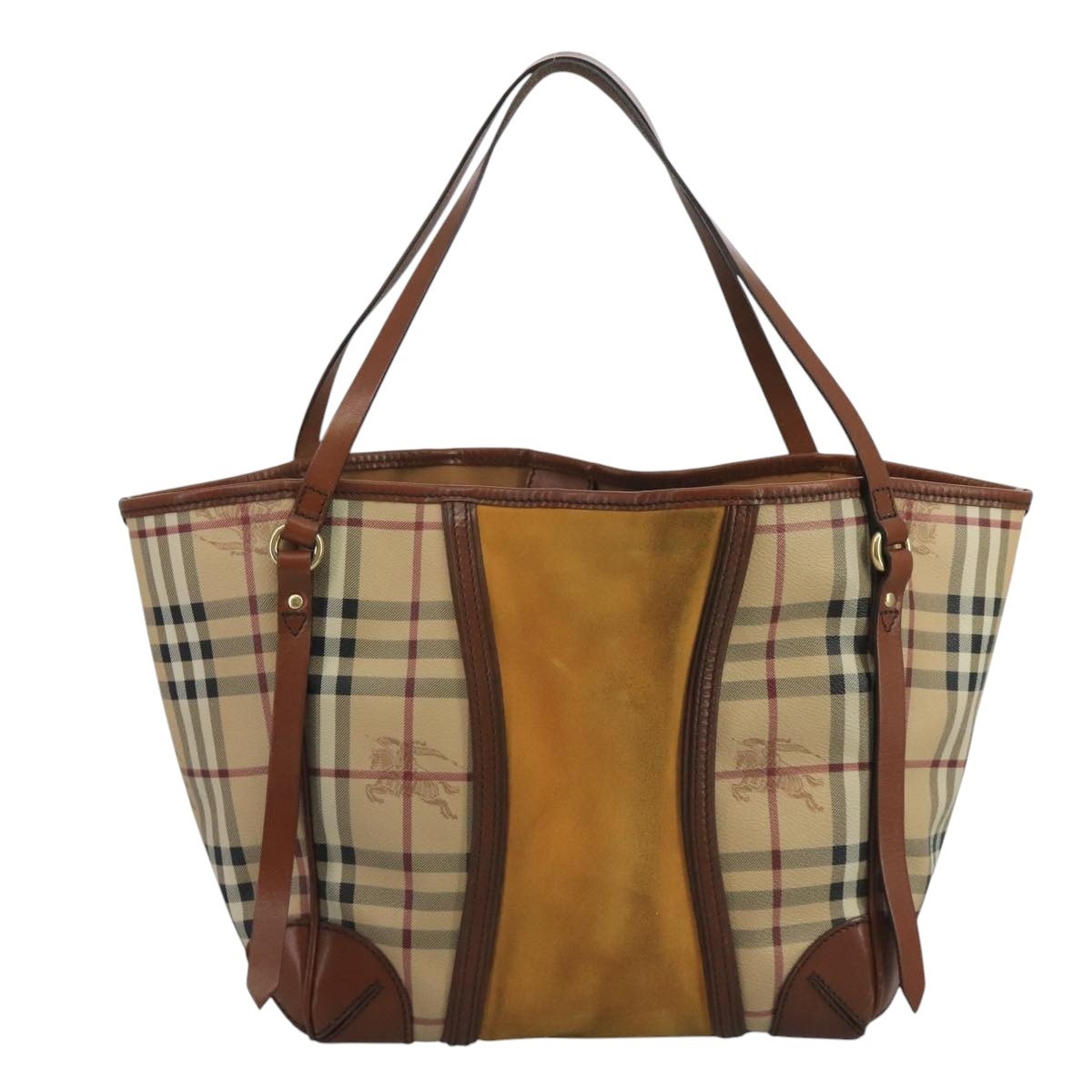 Burberry Nova Check Shoulder Bag Pvc Suede Beige Brown Gold - 13
