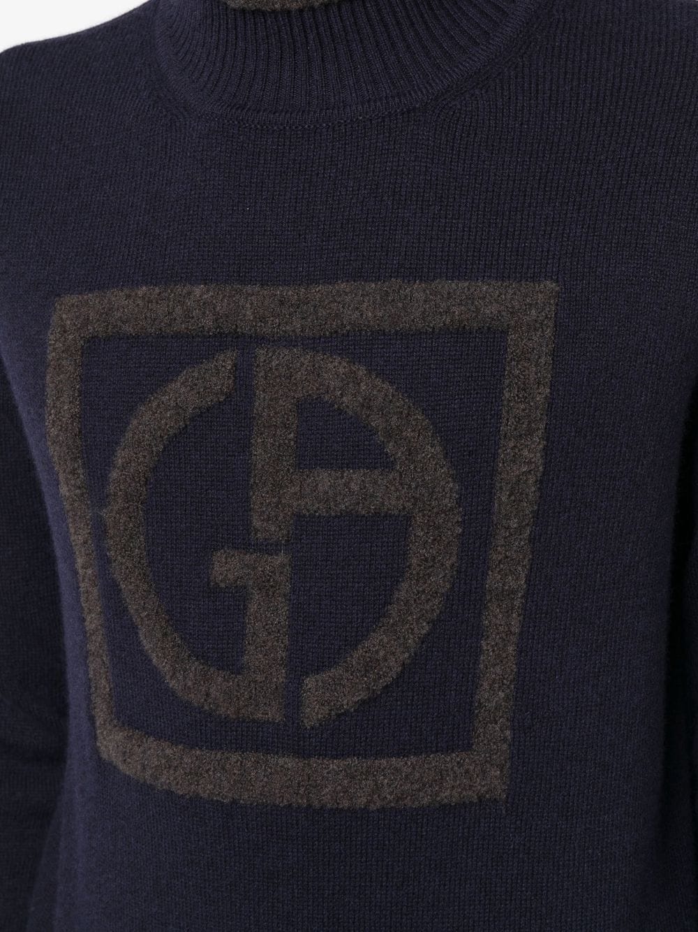 embossed logo mock-neck jumper - 5