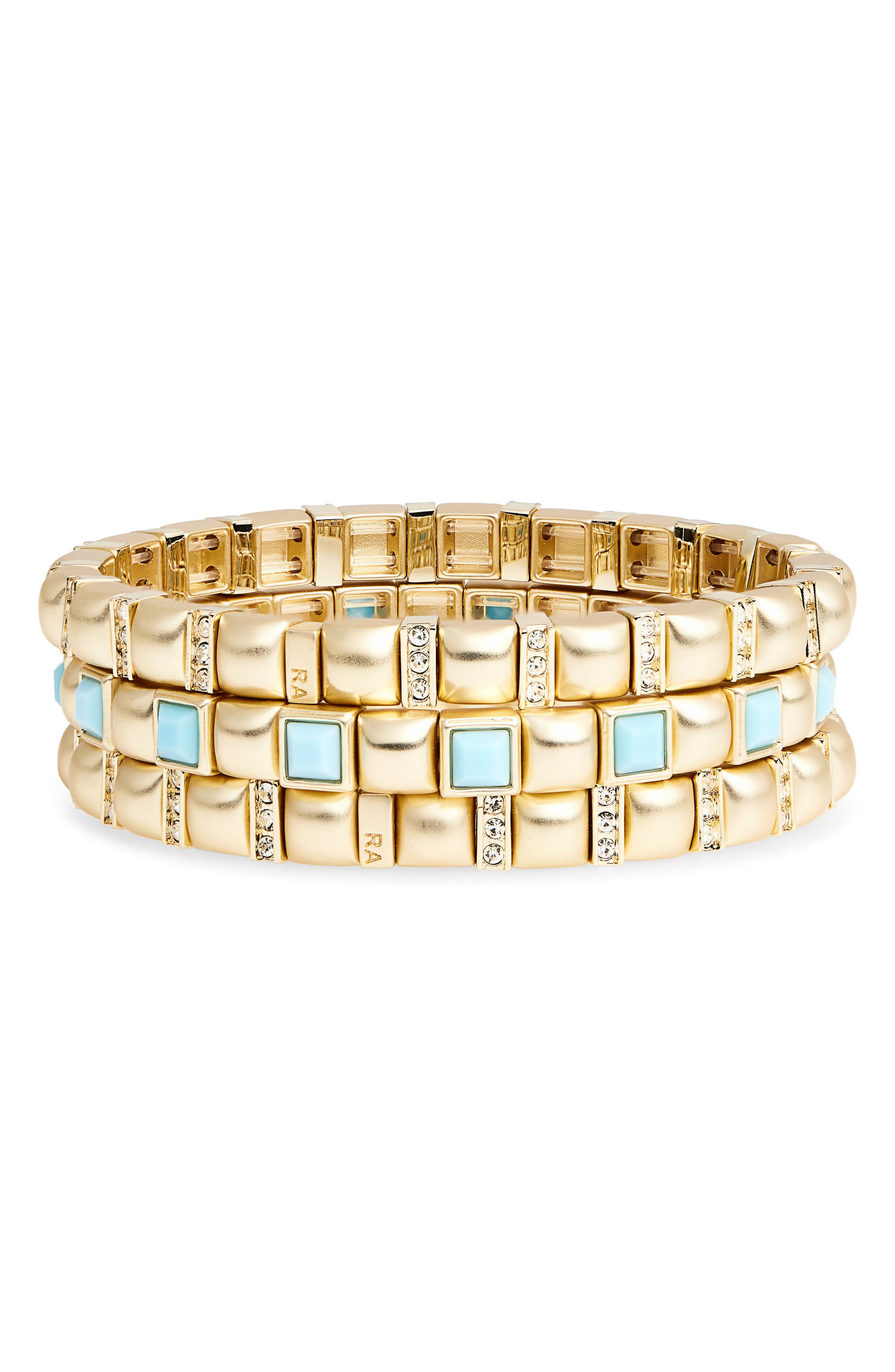 ROXANNE ASSOULIN Set of 3 Mini Jeweled Stretch Bracelets in Light Turquoise at Nordstrom - 1
