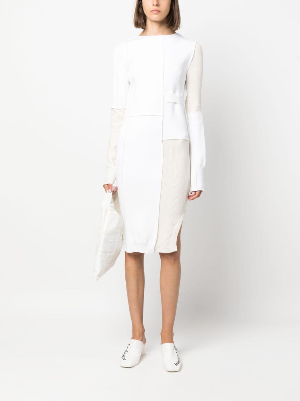 colour-block exposed-seam midi dress - 2