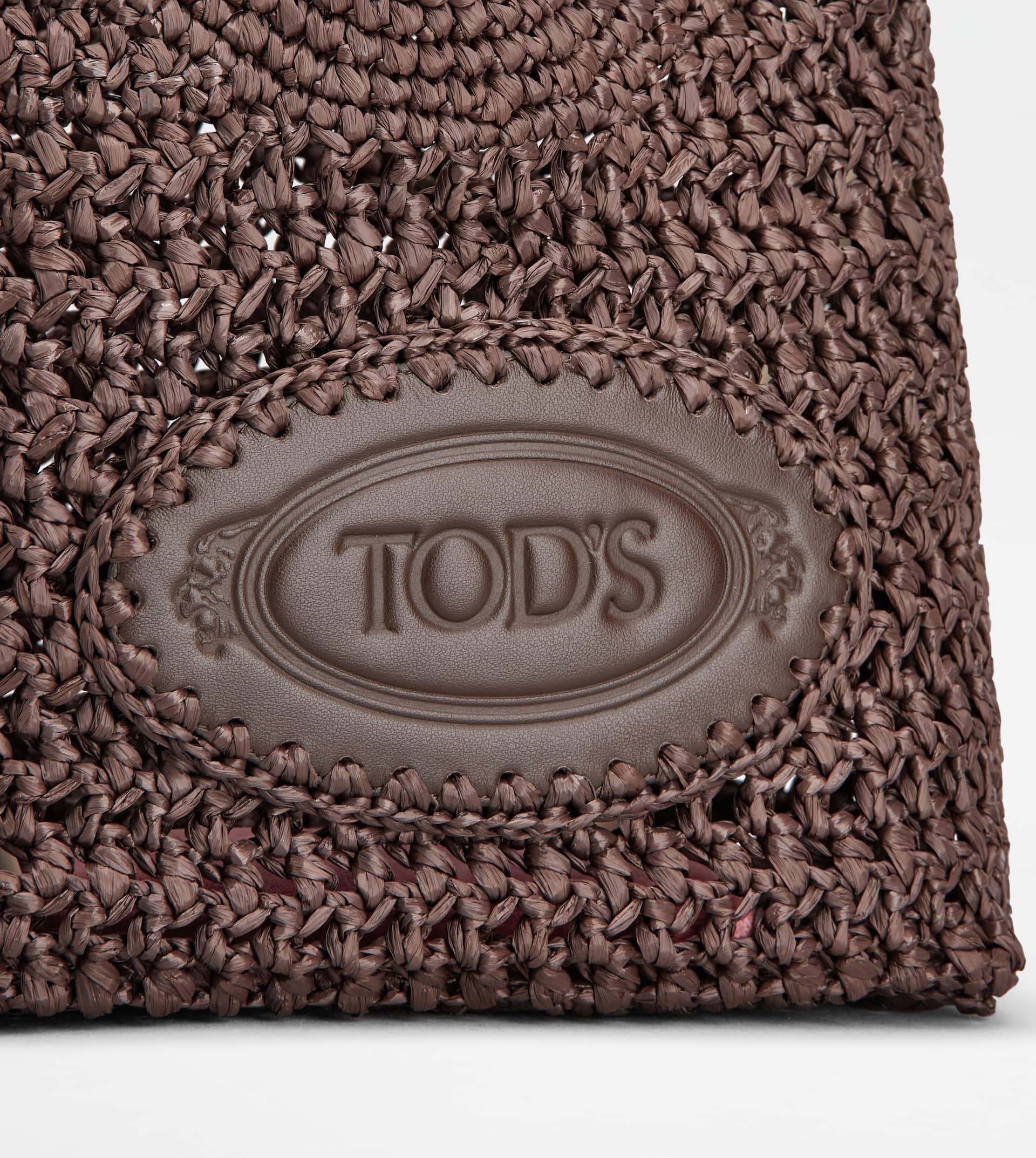SHOPPING BAG IN RAFFIA AND LEATHER MINI - BROWN - 5