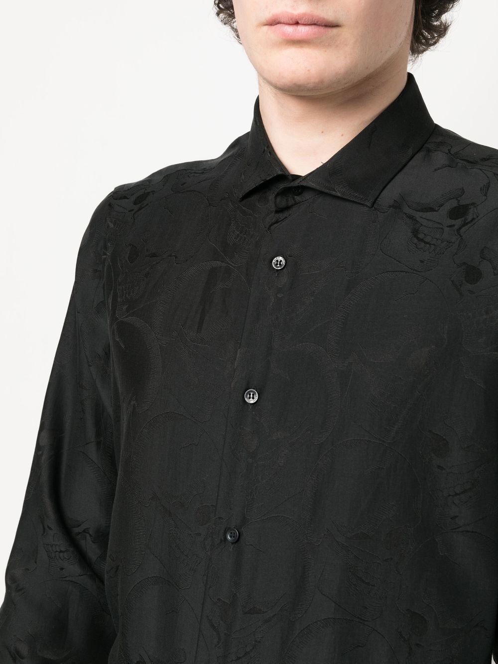 skull pattern jacquard shirt - 5