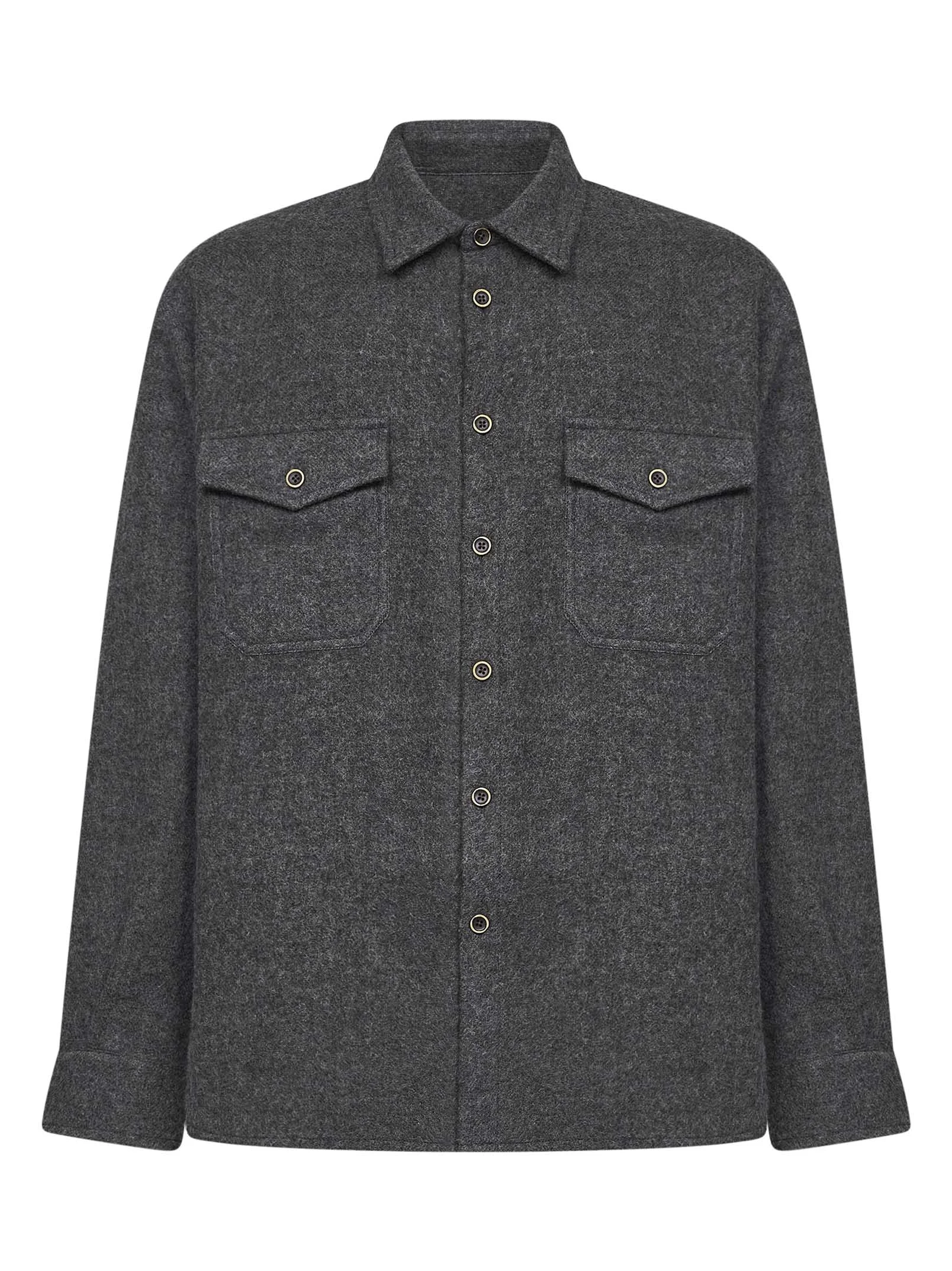 Grey virgin wool Tavis overshirt - 1
