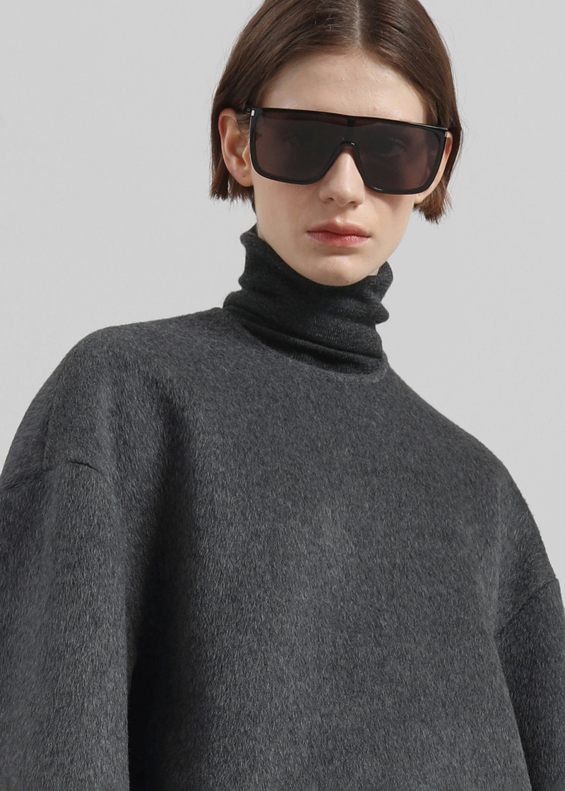Delancey Long Sleeve Wool Top - Dark Grey Melange 9