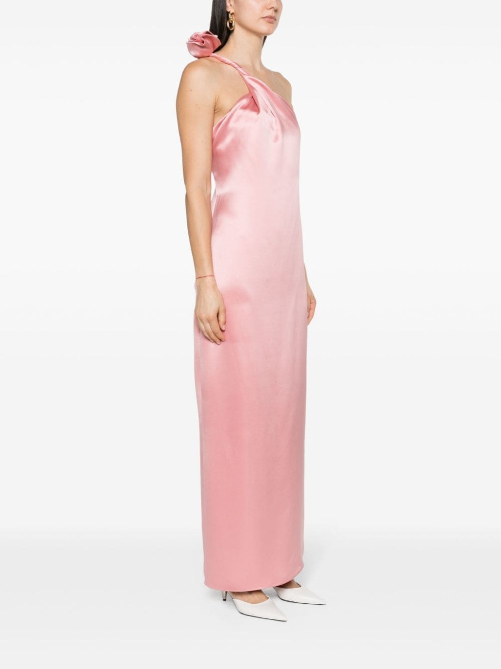 one-shoulder silk maxi dress - 3