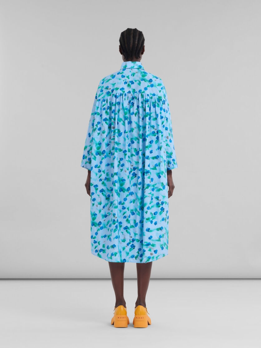 LIGHT BLUE POPLIN SHIRT DRESS WITH REVERIE PRINT - 3