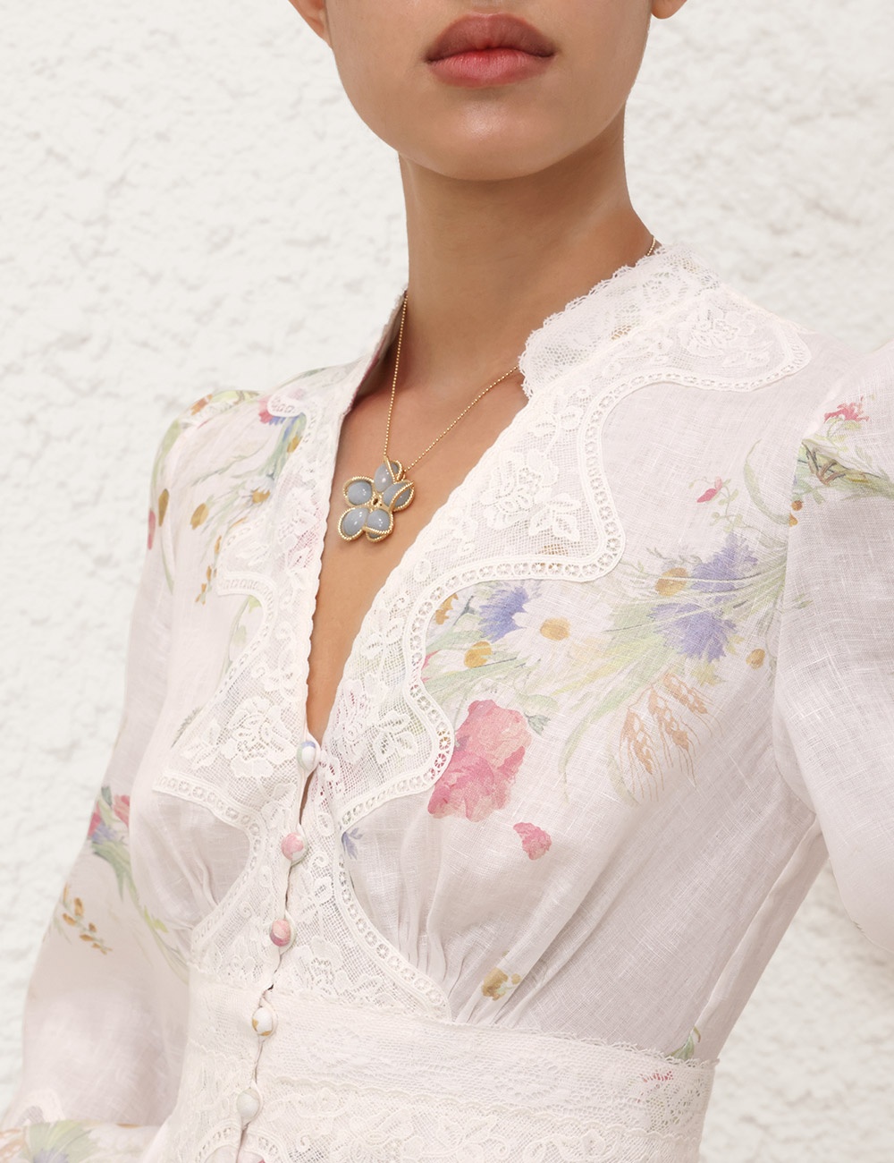 Zimmermann LUCKY LACE PLUNGE MIDI DRESS | REVERSIBLE