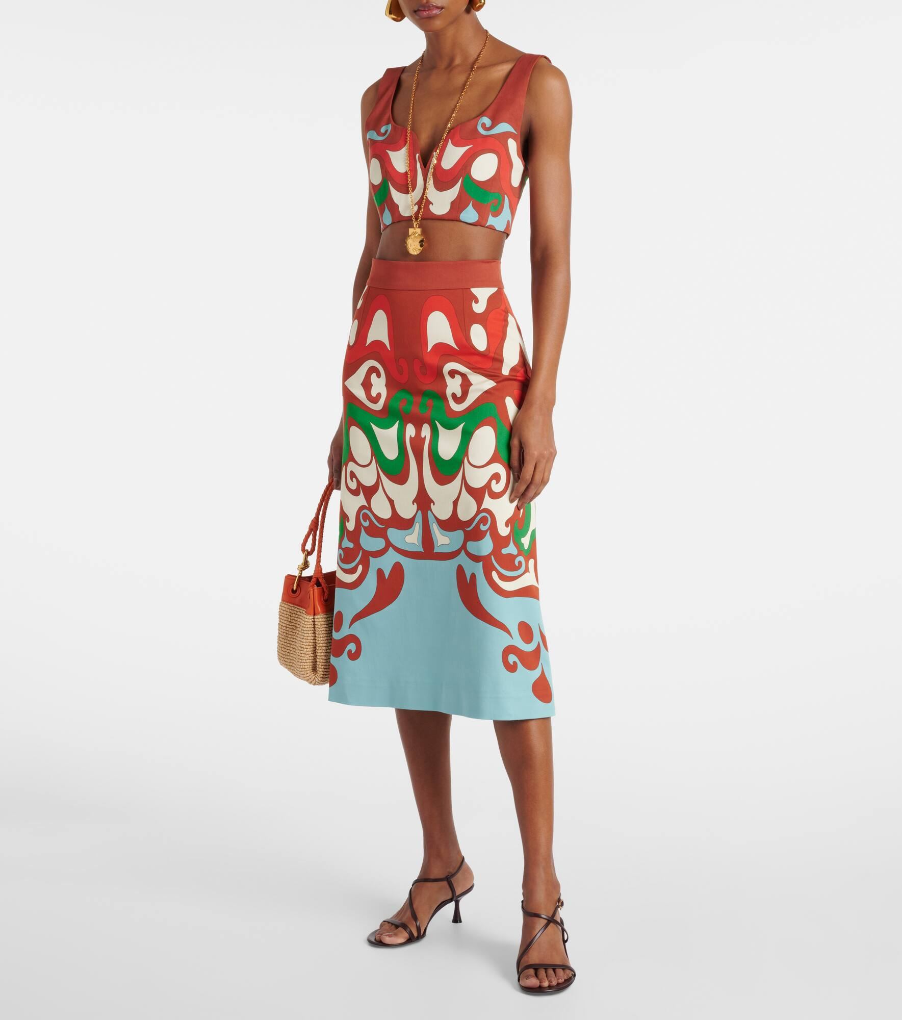 Baia printed cotton-blend midi skirt - 2