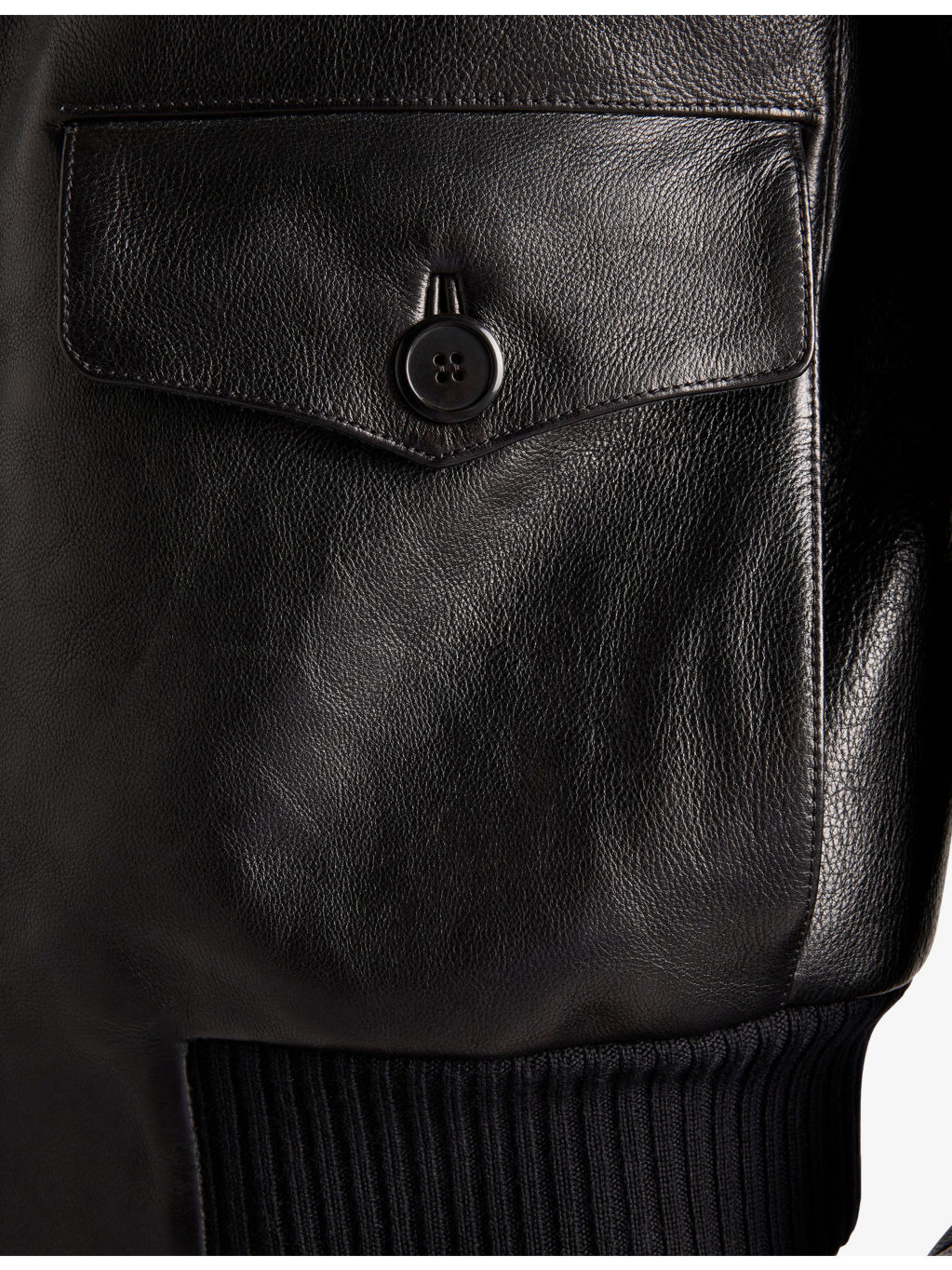 Patch-Pocket Leather Bomber Jacket - 6