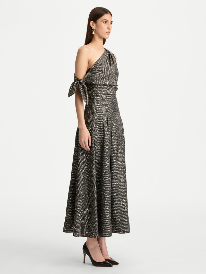 CHEVRON SILK TWILL DRESS 4