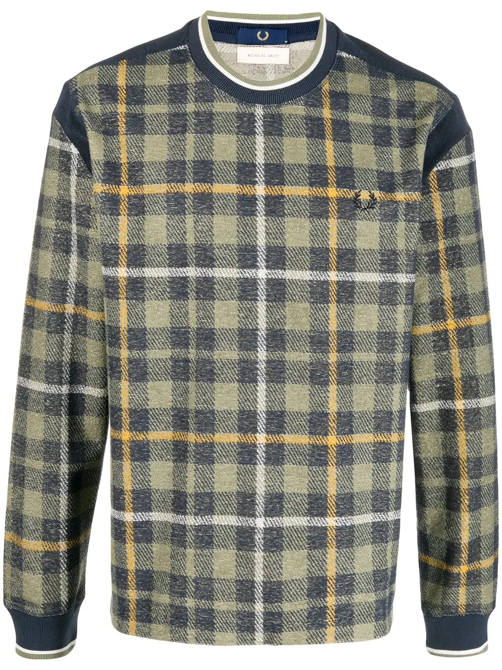 tartan-print crewneck jumper - 1