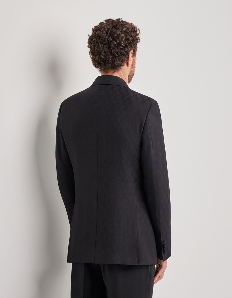 LIGHT BLUE AND BLUE SILK AND CASHMERE REGULAR-FIT OVERCHECK JACKET 46