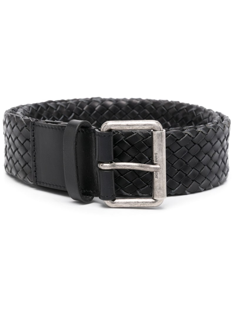 interwoven-design logo-buckle belt - 1