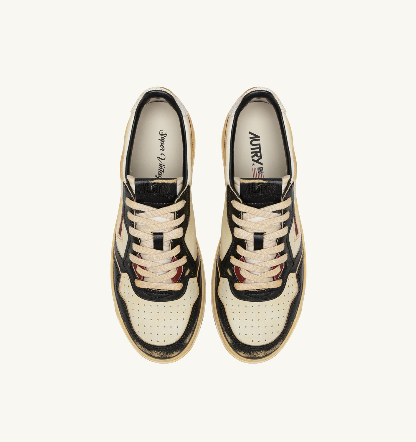 MEDALIST LOW SUPER VINTAGE SNEAKERS IN WHITE BLACK AND SYRAH LEATHER - 5