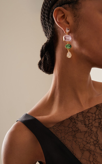 Jennifer Behr Alyssa Gold-Plated Crystal Earrings pink outlook