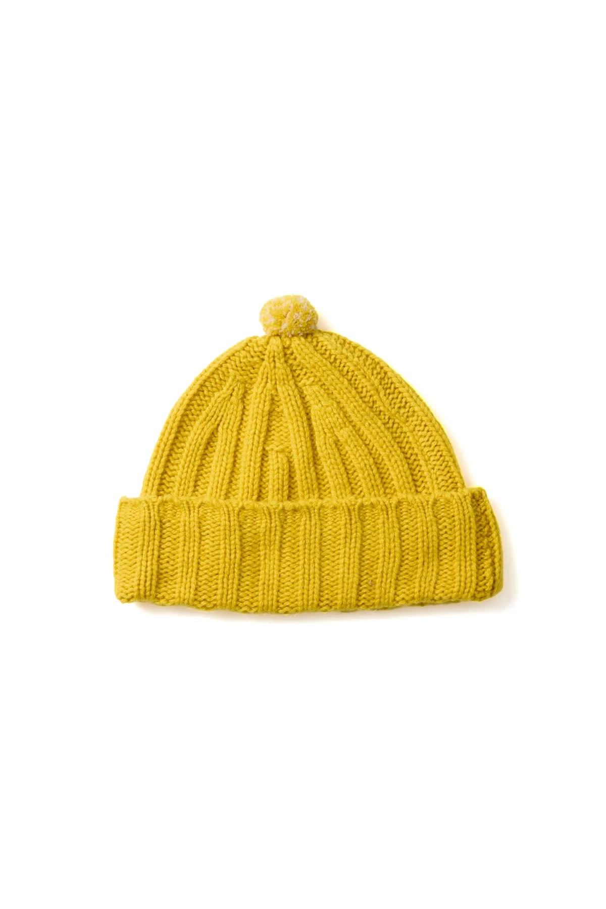 Merino Cashmere Chunky Pom Beanie - Yellow - 1