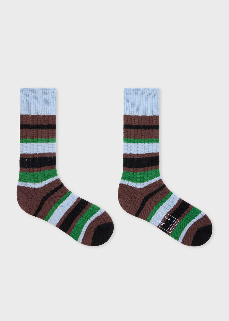 Paul Smith Light Blue Stripe Merino Wool Socks outlook