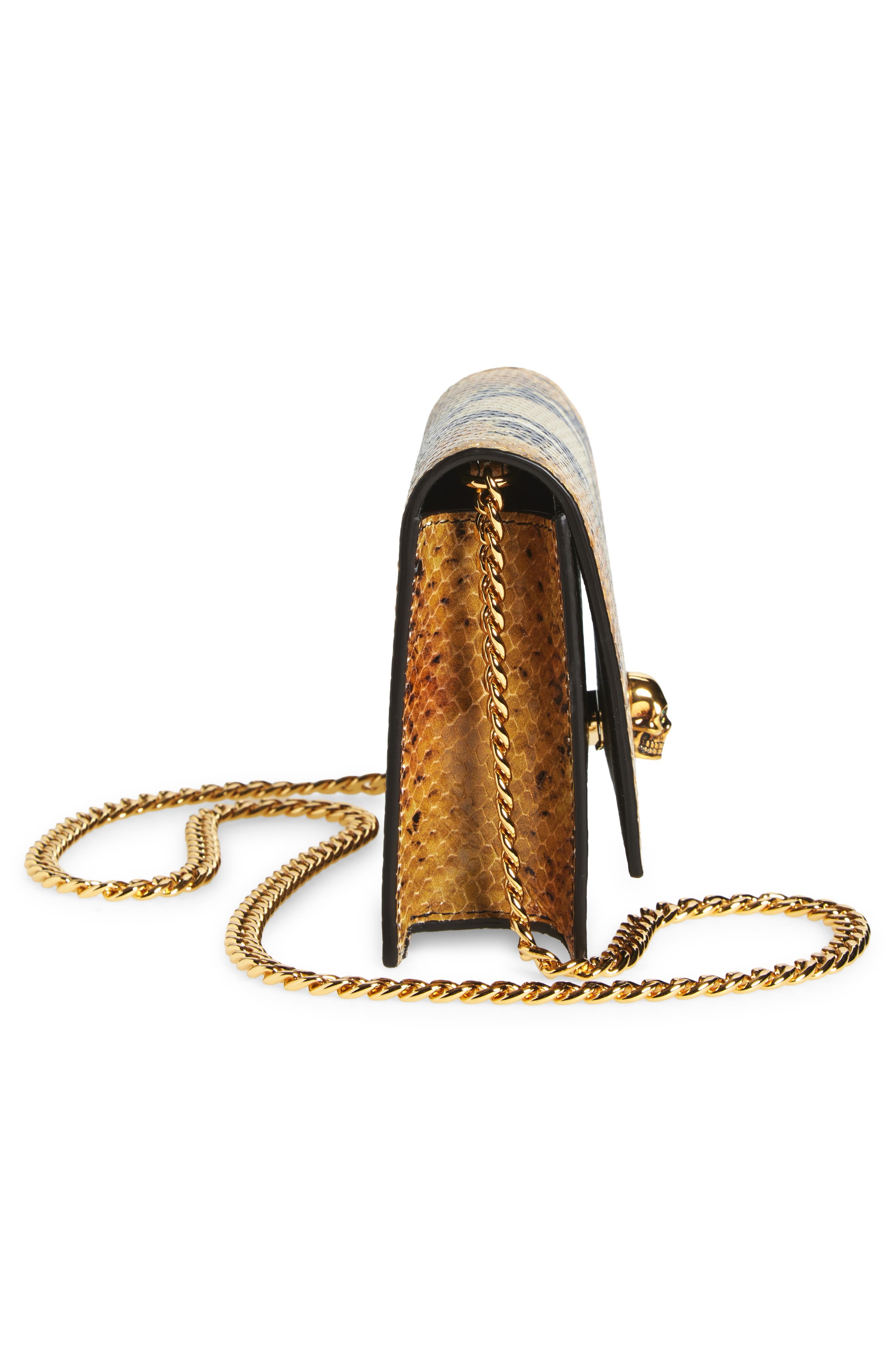 McQueen Small Skull Python Print Leather Shoulder Bag in Brown/Gold at Nordstrom - 6