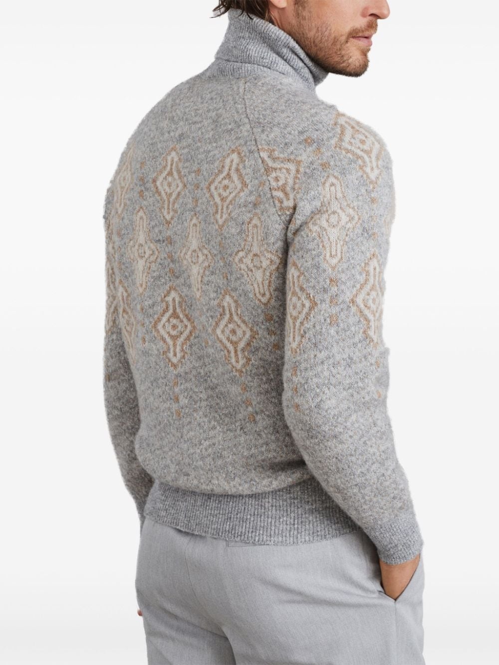 patterned-intarsia roll-neck jumper - 4