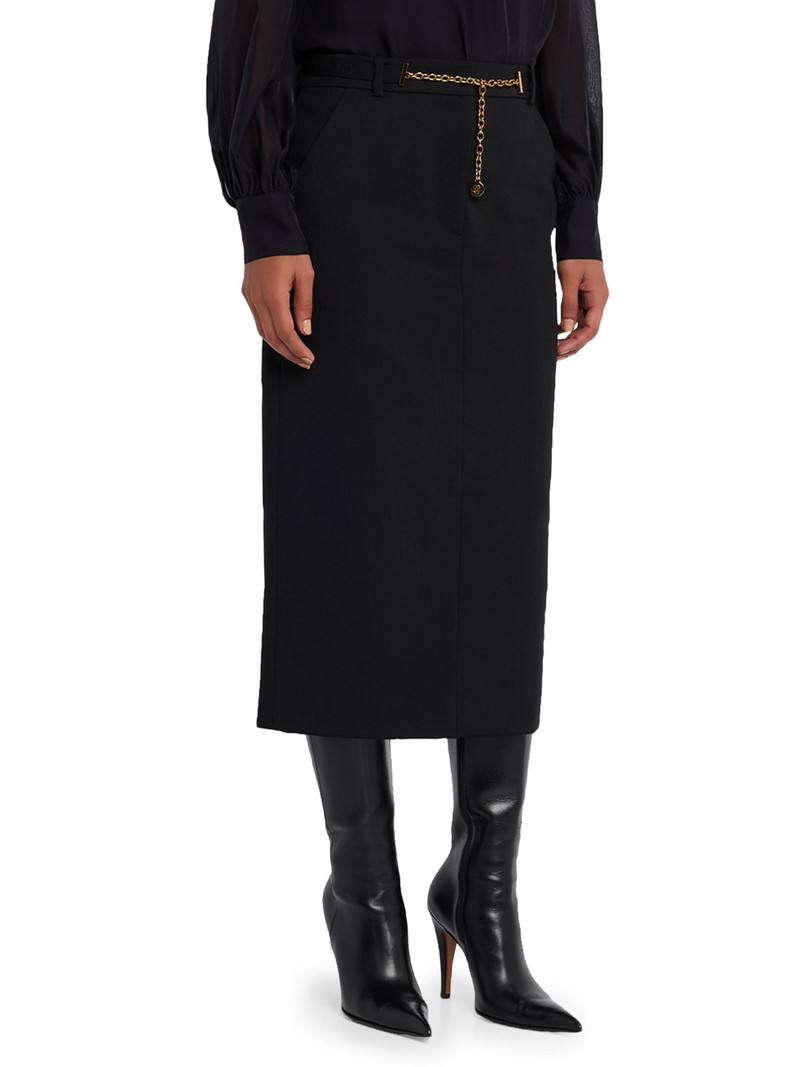 Women's Hoffman Belted Virgin-Wool Blend Midi-Skirt - Black 3