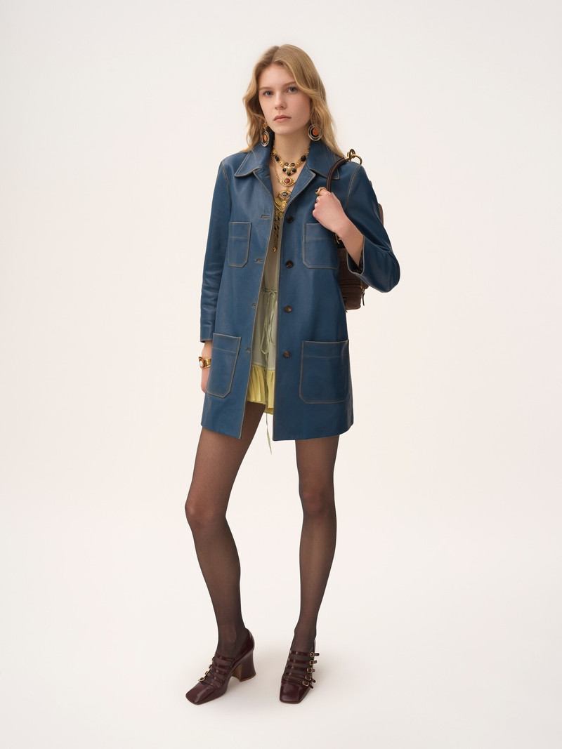 Chloé SINGLE-BREASTED COAT IN LEATHER outlook