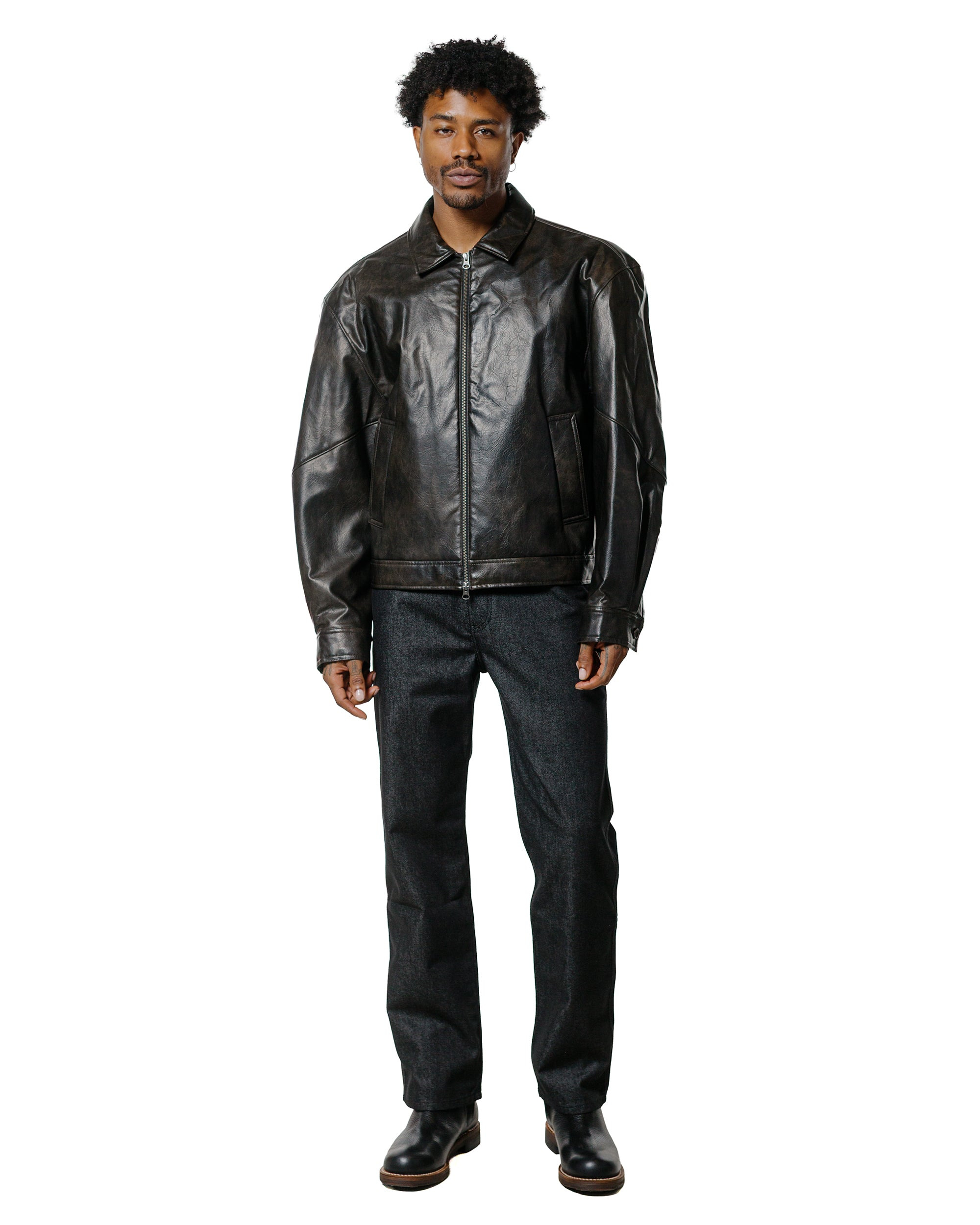Vegan Leather Blouson Black - 4