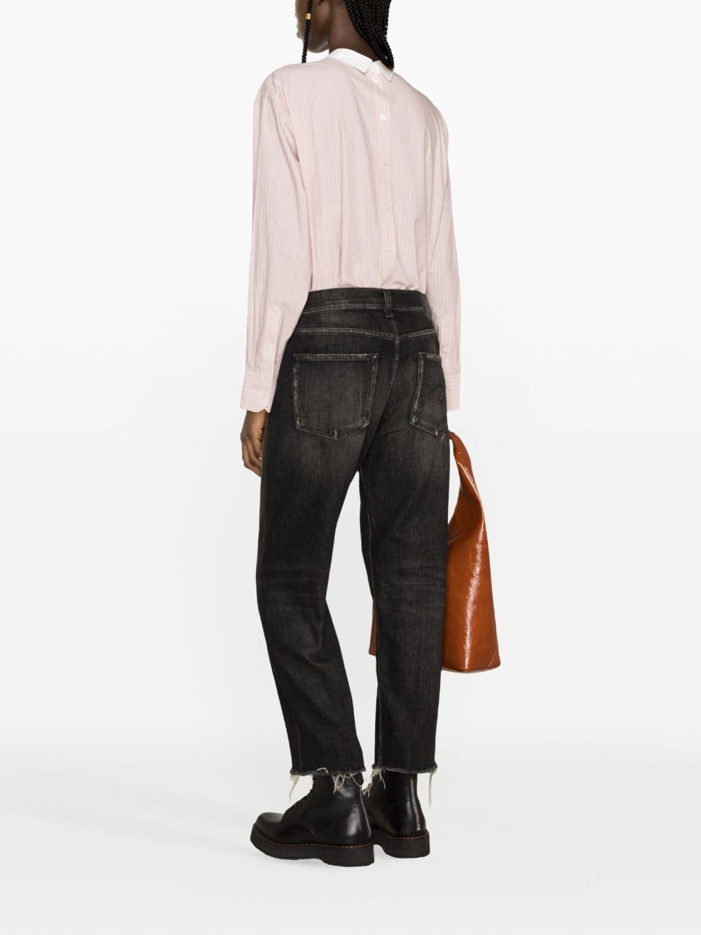 distressed straight-leg jeans - 4
