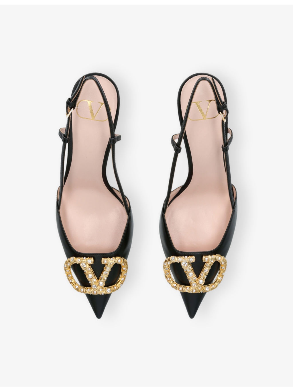Vlogo 80 Crystal-Embellished Leather Slingback Courts - 2