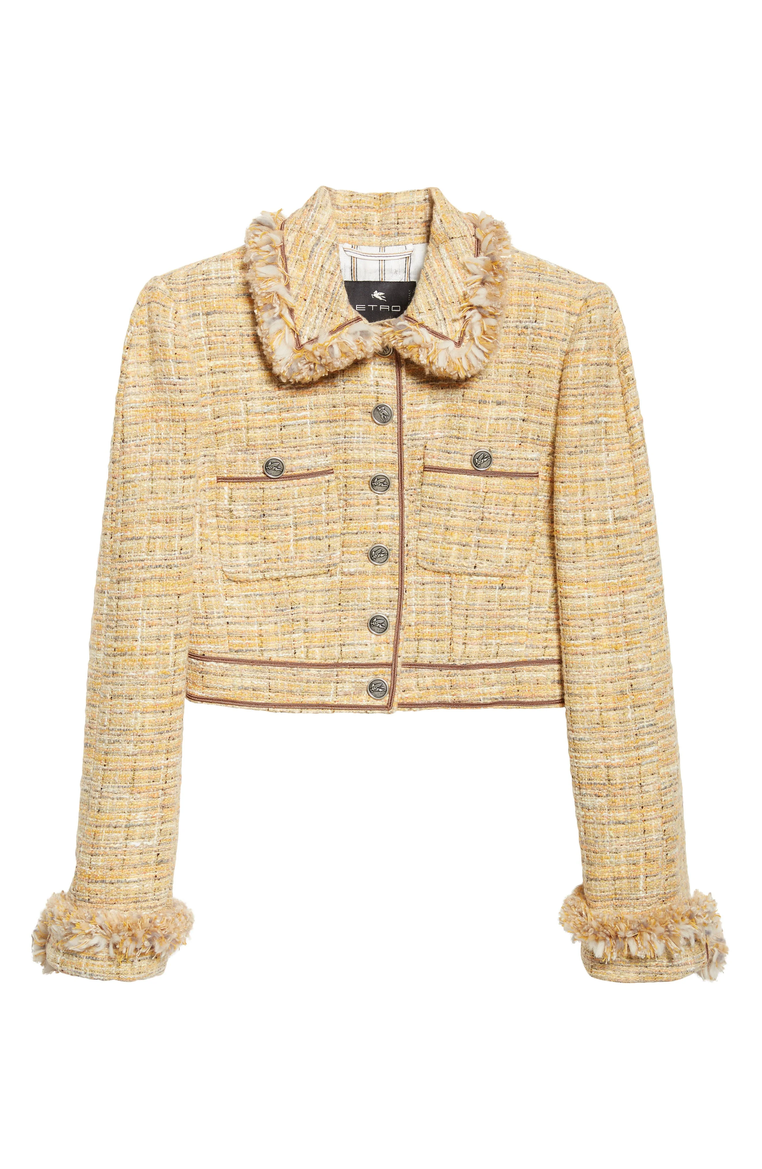 Etro Crop Tweed Jacket in Multicolor On Beige Base at Nordstrom - 1
