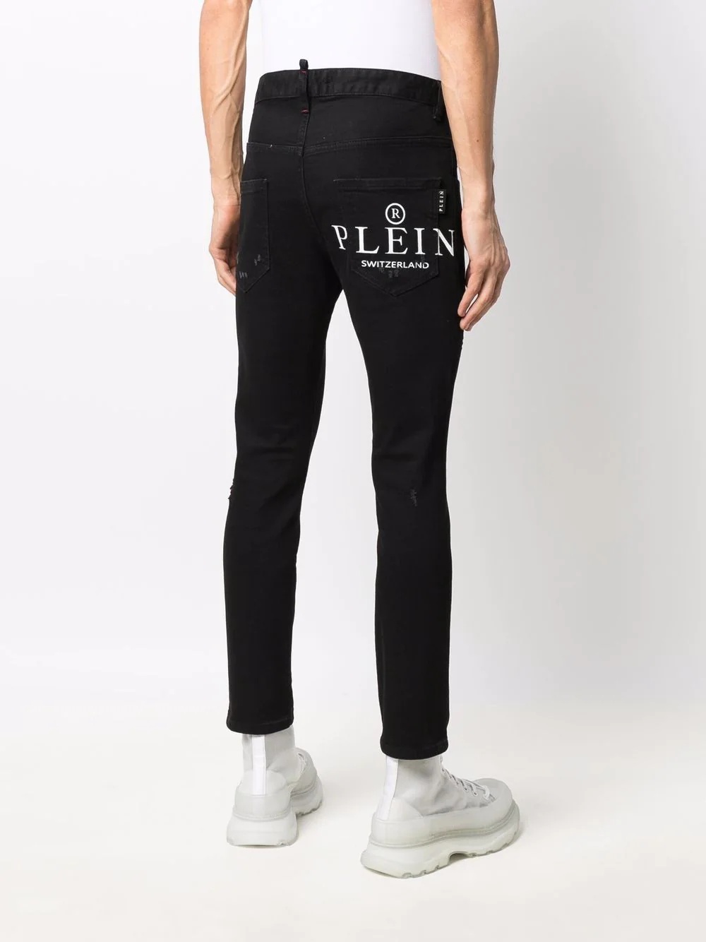 distressed skinny-cut jeans - 4