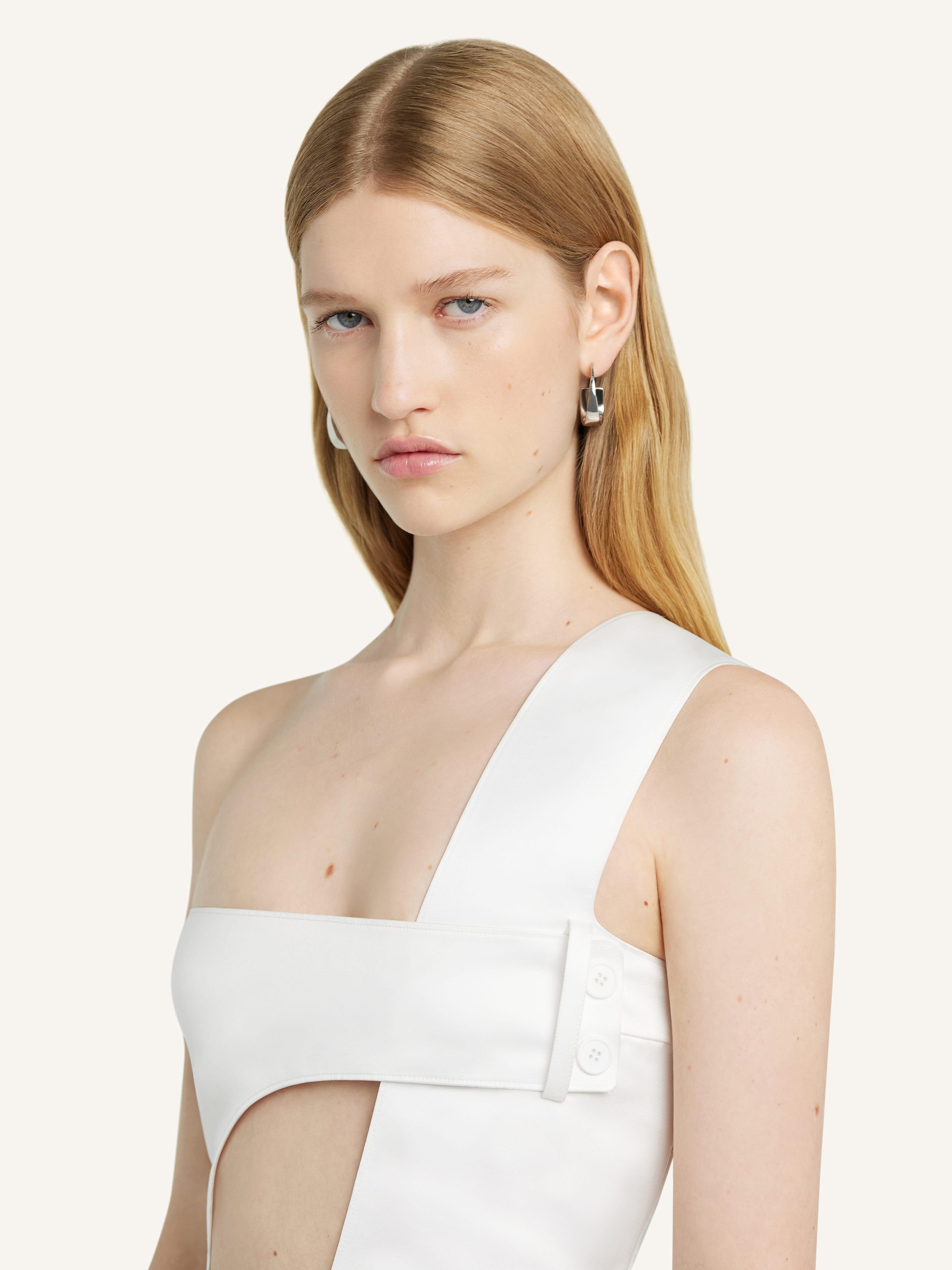 SHORT CUT-OUT SATIN DRESS - 6