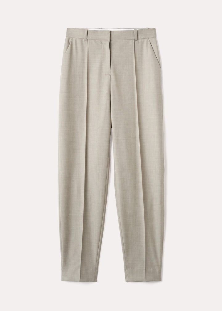 Sewn pleat wool trousers beige - 1