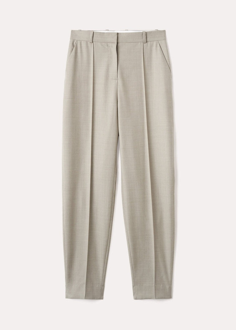 Sewn pleat wool trousers beige 1