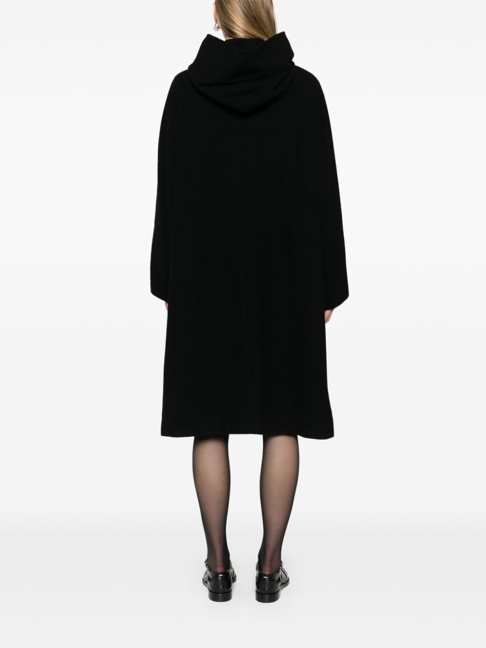 hooded single-breasted coat - 4