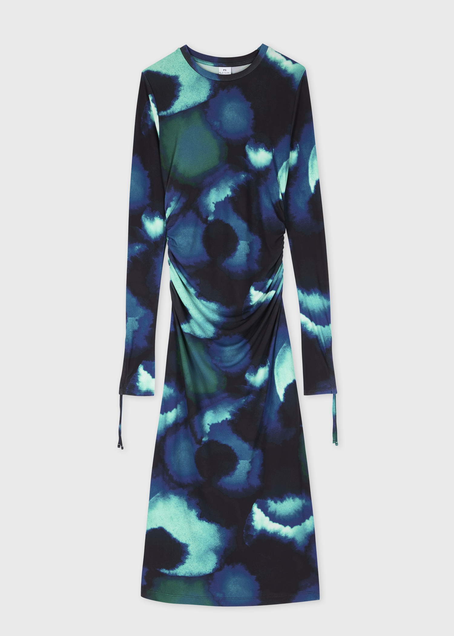 Women's Blue Abstract Floral Print Midi Dress - 1