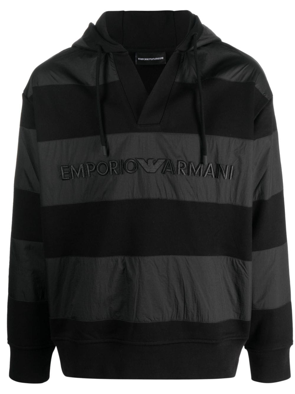 logo-embroidered striped hoodie - 1