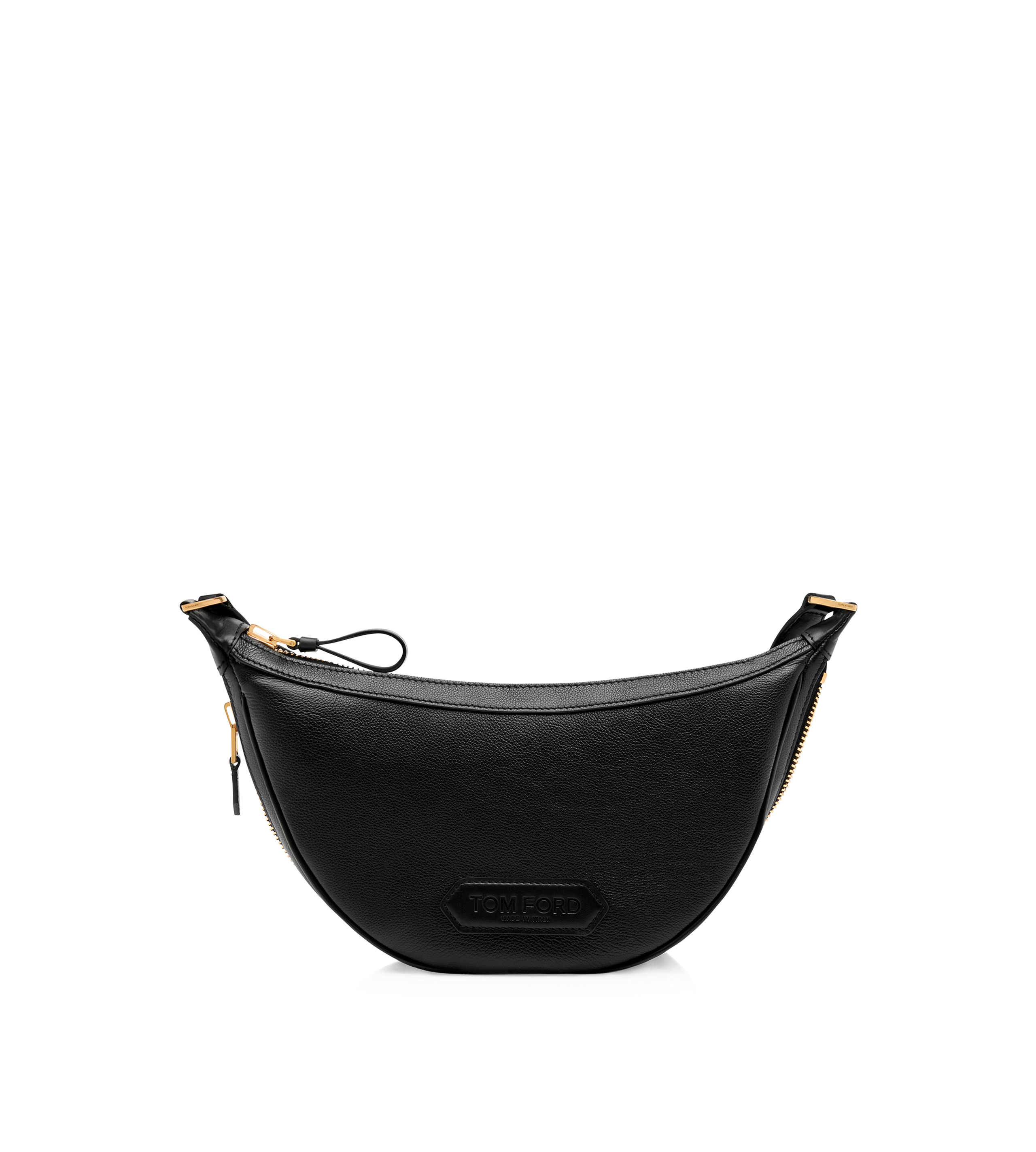 SMOOTH LEATHER ZIP CRESCENT BAG - 7